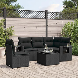 Maison Chic Salon de jardin 6 pcs avec coussins | Ensemble de Table et chaises | Mobilier d'Extérieur noir résine tressée -GKD85888