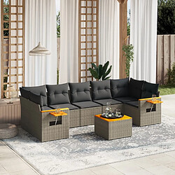 Maison Chic Salon de jardin 8 pcs avec coussins | Ensemble de Table et chaises | Mobilier d'Extérieur gris résine tressée -GKD78625