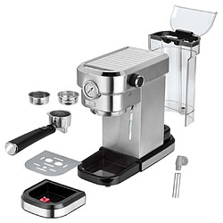 Machine à Café, Espresso et Cappuccino 20 Bars, Mousseur à Lait, Chauffe-tasses, 1350, Argent, MPM, MKW-08M