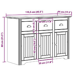 vidaXL Buffet BODO blanc 115,5x44x80 cm bois massif de pin pas cher