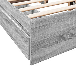 Vidaxl Cadre de lit et tiroirs sonoma gris 140x190 cm bois ingénierie pas cher