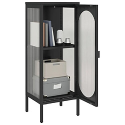 Maison Chic Commode Buffet - Meuble de rangement noir 40x35x105 cm verre et acier -GKD19247 pas cher