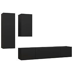 Maison Chic Ensemble de meubles TV 4 pcs | Banc TV Moderne pour salon | Meuble de Rangement - Noir Aggloméré -MN51349