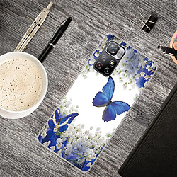 Coque en TPU anti-rayures papillons bleus pour Xiaomi Redmi Note 11/Poco M4 Pro 5G