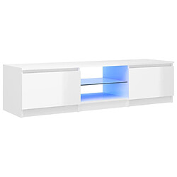 Maison Chic Meubles TV avec lumières LED - Banc TV pour salon blanc brillant 140x40x35,5 cm -MN82289