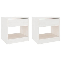 vidaXL Tables de chevet 2 pcs Blanc 40x31x40 cm Bois de pin massif