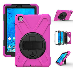 Coque en TPU + Silicone avec béquille pivotante à 360° et bandoulière rose pour votre Lenovo Tab M8 8 TB-8505F/8505X