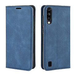 Etui en PU flip auto-absorbant au toucher soyeux avec support bleu pour votre ZTE A7(2020)