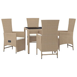 Avis Ensemble salle à manger de jardin 5 pcs,Table et chaise à dîner d'extérieur Beige poly rotin -MN56543