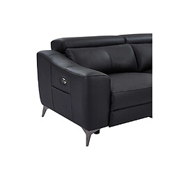 Vente-Unique Canapé d'angle droit relax électrique en cuir noir FORLO pas cher