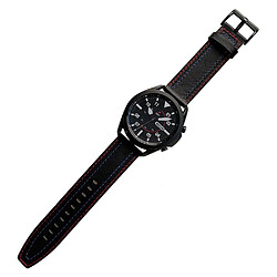 Bracelet en cuir véritable 20mm, noir pour votre Samsung Galaxy Watch 4/4 Classic/Amazfit GTS 3