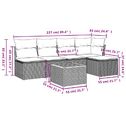 Avis Maison Chic Salon de jardin 6 pcs avec coussins | Ensemble de Table et chaises | Mobilier d'Extérieur gris résine tressée -GKD82270