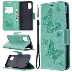 Etui en PU empreinte papillon vert pour Samsung Galaxy A31