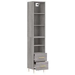 Avis vidaXL Buffet haut Sonoma gris 34,5x34x180 cm Bois d'ingénierie