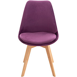 Decoshop26 Chaise de salle à manger x1 design scandinave en velours violet et pieds en bois clair 10_0002284