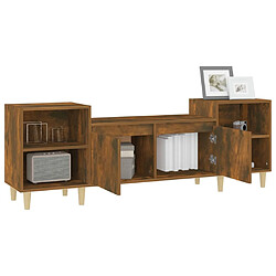 Maison Chic Meuble TV scandinave - Banc TV pour salon Chêne fumé 160x35x55 cm Bois d'ingénierie -MN87935 pas cher