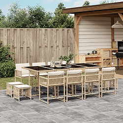 vidaXL Ensemble à manger de jardin et coussins 13 pcs beige 