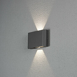 Lumière Applique Murale Extérieure Moderne Up Down 2x 6W Faisceau Réglable Gris Foncé, IP54