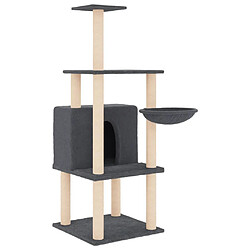 Helloshop26 Arbre à chat meuble tour grimper jouet grattage grattoir escalade plateforme avec griffoirs en sisal foncé 132 cm gris 02_0022655