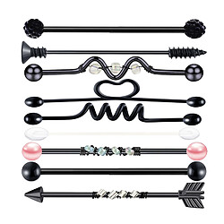 9Pcs Labret Oreille Helix Boucle D'oreille Bar Barbell Body Piercing Bijoux Coloré