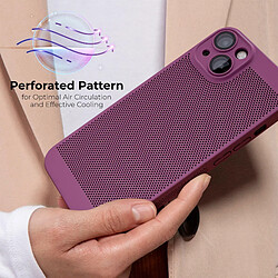 Avis Moozy VentiGuard Coque de téléphone pour iPhone 13/iPhone 14, Violet, 6,1 pouces – Housse respirante avec motif perforé pour la circulation de l'air, ventilation, coque de téléphone anti-surchauffe