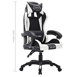 vidaXL Fauteuil de jeux vidéo avec LED RVB Blanc et noir Similicuir pas cher