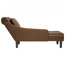 Acheter vidaXL Fauteuil long avec coussin et accoudoir droit marron similicuir