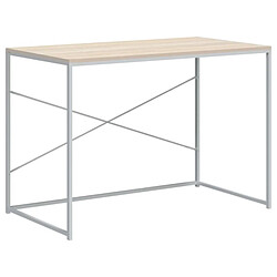 vidaXL Bureau d'ordinateur Blanc et chêne 110x60x70 cm Aggloméré