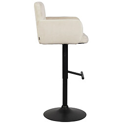 Decoshop26 Tabouret de bar pivotant en velours crème et métal noir avec accoudoirs repose-pieds et dossier TDB10652