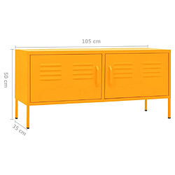 vidaXL Meuble TV Jaune moutarde 105x35x50 cm Acier pas cher