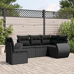 Maison Chic Ensemble de 5 Tables et chaises d'extérieur avec coussins,Salon de jardin noir résine tressée -GKD877447