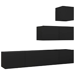 vidaXL Ensemble de meubles TV 4 pcs Noir Bois d'ingénierie