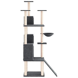 Helloshop26 Arbre à chat meuble tour grimper jouet grattage grattoir escalade plateforme avec griffoirs en sisal foncé 175 cm gris 02_0022685