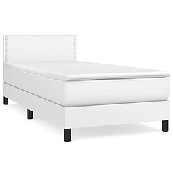 vidaXL Sommier à lattes de lit avec matelas Blanc 90x190 cm Similicuir