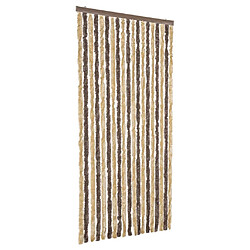 vidaXL Rideau anti-mouches marron foncé et beige 56x200 cm chenille