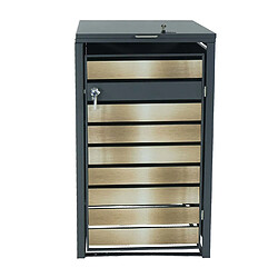 Decoshop26 Abri poubelle un compartiment pour une ou deux poubelles en métal anthracite or 04_0006991 pas cher