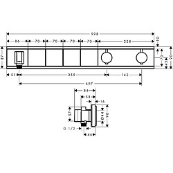 Hansgrohe - Module thermostatique RainSelect encastré avec 4 fonctions noir/chromé