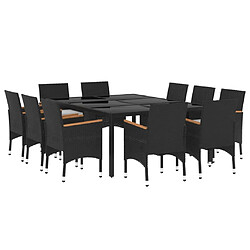 Avis Salle à dîner de jardin 11 pcs,Table et chaise à manger Résine tressée Noir -MN76742