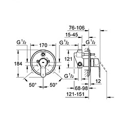 MITIGEUR MONOCOMMANDE ENCASTRE BAIGNOIRE ET DOUCHE EUROSTYLE COSMO GROHE AVEC INVERSEUR