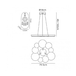 Luminaire Center Suspension LED intégré Fusion blanc 1 ampoule 40cm