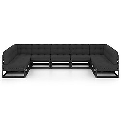 Avis Maison Chic Salon de jardin 9 pcs + coussins - Mobilier/Meubles de jardin - Table et chaises d'extérieur noir bois de pin massif -MN22746