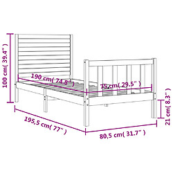 vidaXL Cadre de lit sans matelas noir bois de pin massif pas cher