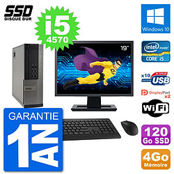 PC Dell 7020 SFF Ecran 19" Intel i5-4570 RAM 4Go SSD 120Go Windows 10 Wifi - Occasion