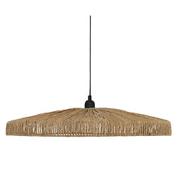 Pegane Lampe suspendue, Suspension luminaire en Acier noir et bois de jute coloris naturel - diamètre 58 x Hauteur 10 cm