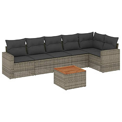 Maison Chic Salon de jardin avec coussins 7 pcs | Ensemble de Table et chaises | Mobilier d'Extérieur gris résine tressée -GKD48416