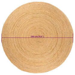 vidaXL Tapis Jute tressé 180 cm Rond pas cher