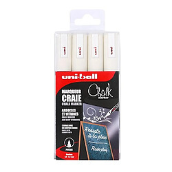 Uniball Marqueur craie Uni Ball Chalk blanc pointe ogive moyenne 1,8 mm - Pochette de 4