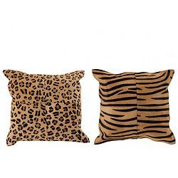 Dansmamaison Coussin Imprimes Animaux Cuir Mix Assortiment De 2