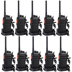 Retevis 10 talkie walkie professionnel 16 Canaux avec Oreillette et base de chargement noir