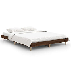 Maison Chic Lit adulte - Lit simple Cadre de lit,Structure du lit Contemporain chêne marron 135x190 cm bois d'ingénierie -MN61230